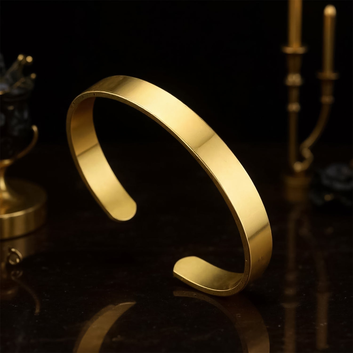 Elegant Gold Finish Open Cuff Bracelet Kada  Elegant Gold Finish Open Cuff Bracelet Kada